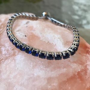 6.45ctw 14k WGF Created Sapphire Bracelet